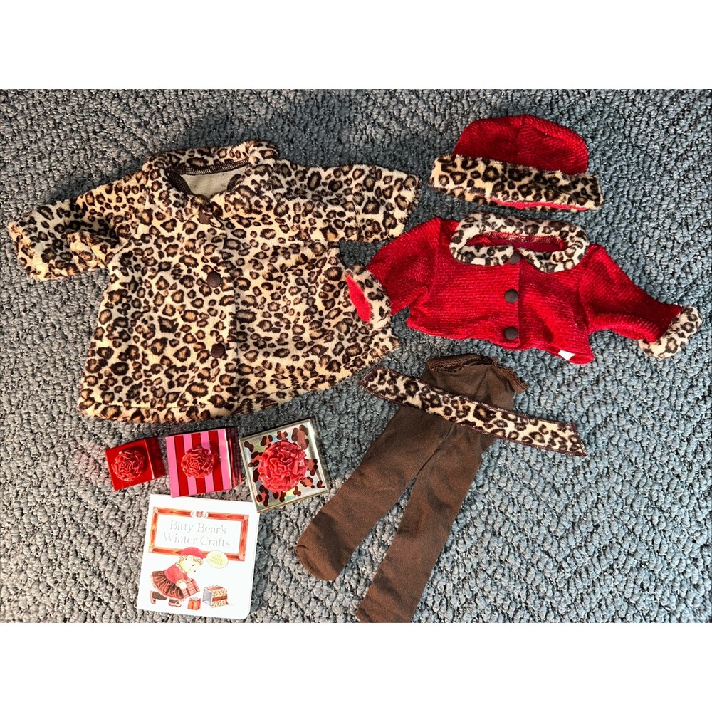 American Girl Bitty Baby Chocolate Cherry Outfit Shoes Presents‎ Coat Hat 2005